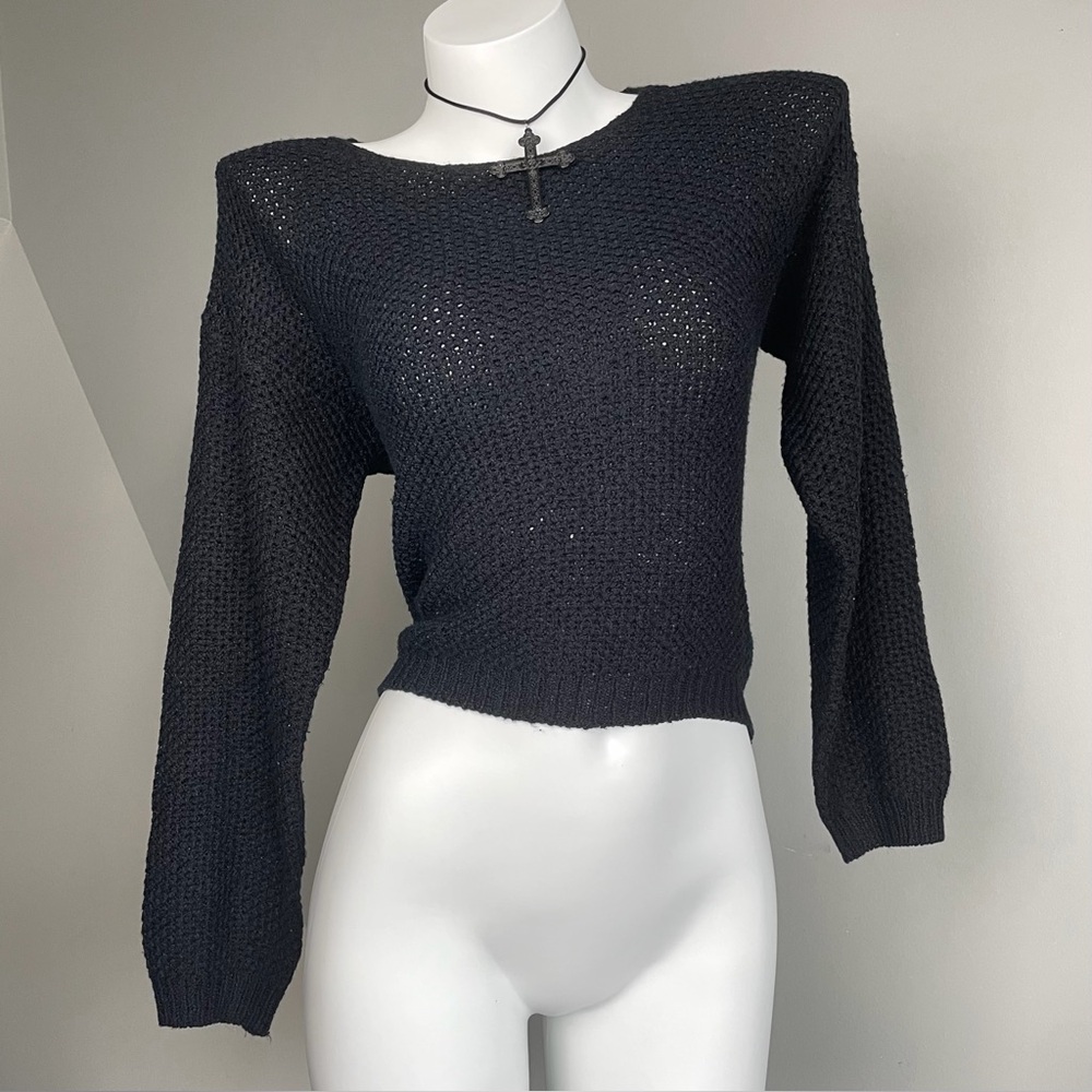 Y2k Vintage Black Knit Cropped Sweater
